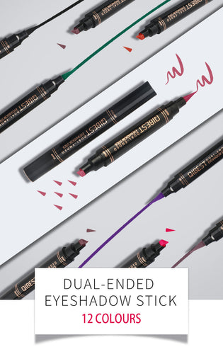 QIBEST 1 Pc Double-Headed Liquid Eyeliner Pen Triangle Seal Eyeliner 2-in-1 Waterproof Eyes Makeup Eyeliner Eye Pencil TSLM2